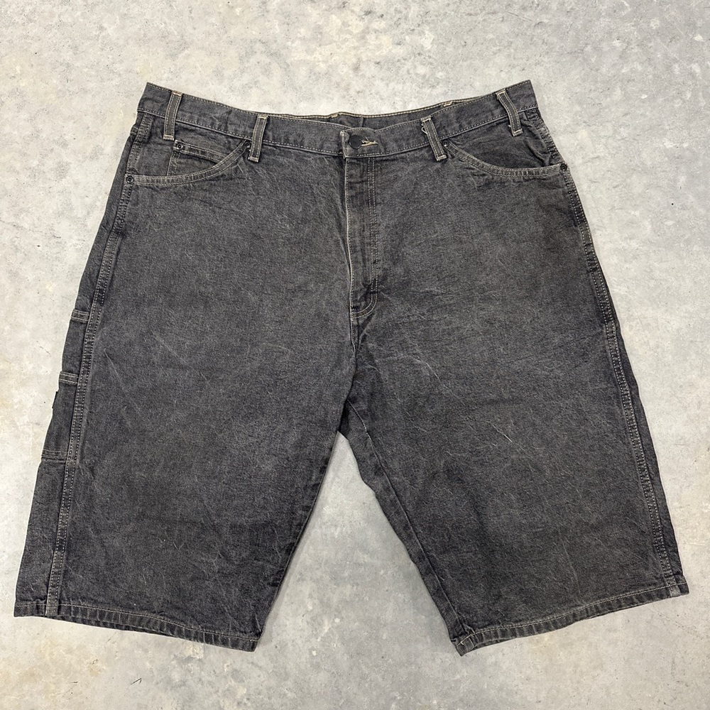 Vintage Dickies Carpenter Shorts Men's 40 Washed Black Denim Gray Relaxed Fit